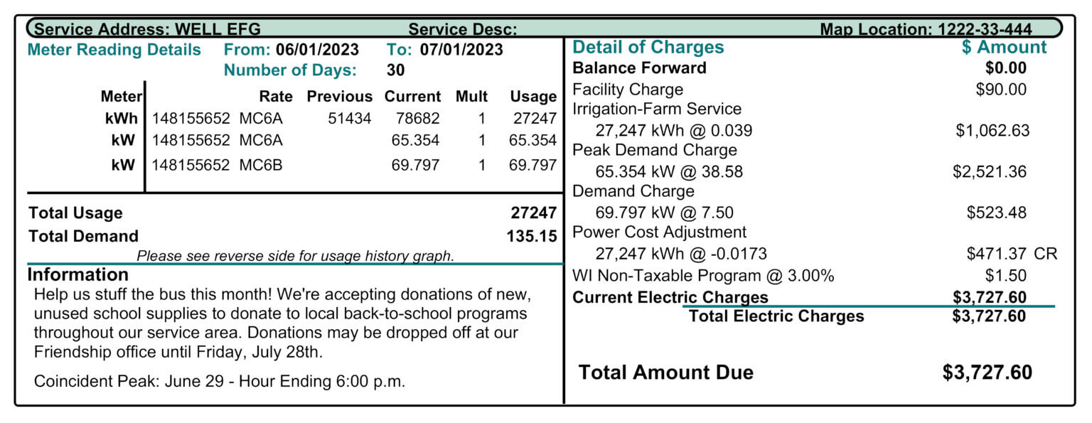 Understanding Your Irrigation Bill AdamsColumbia Electric Cooperative